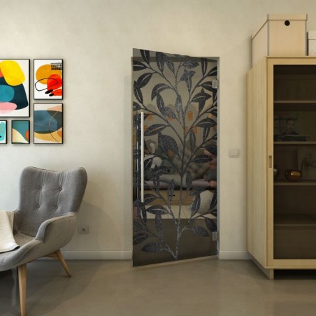 Pendeltür - Fineprint Model 099 Schwarz auf Grauglas