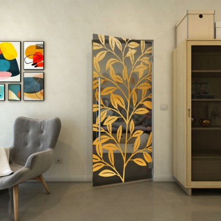 Pendeltür - Fineprint Model 099 Gold auf Grauglas