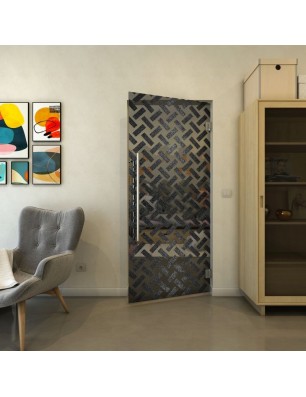 Pendeltür - Fineprint Model 102 Schwarz auf Grauglas