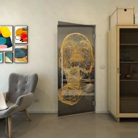 Pendeltür - Fineprint Model 103 Gold auf Grauglas