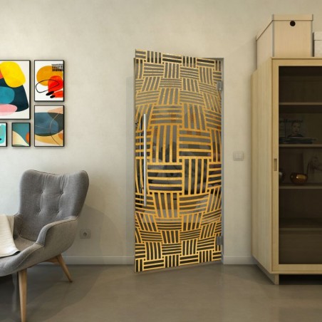 Pendeltür - Fineprint Model 104 Gold auf Grauglas