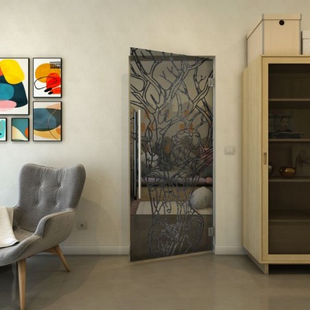 Pendeltür - Fineprint Model 105 Schwarz auf Grauglas