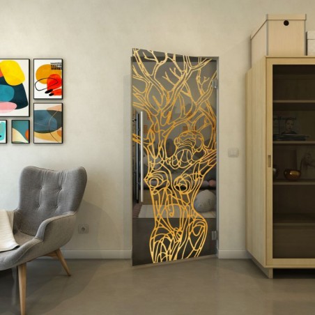 Pendeltür - Fineprint Model 105 Gold auf Grauglas