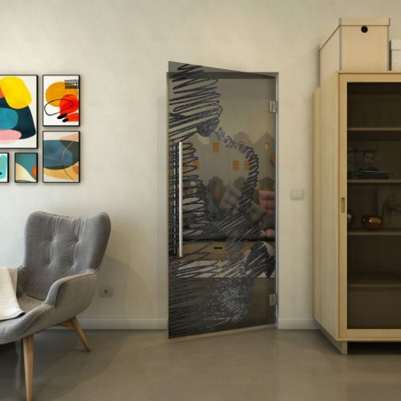 Pendeltür - Fineprint Model 106 Schwarz auf Grauglas