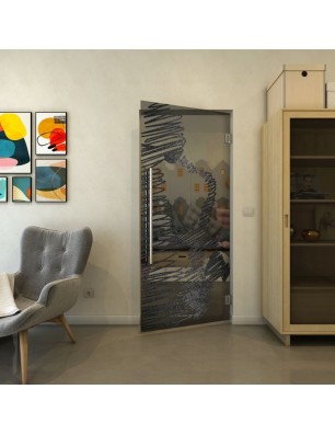 Pendeltür - Fineprint Model 106 Schwarz auf Grauglas