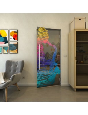 Pendeltür - Fineprint Model 106 Verlauf auf Grauglas