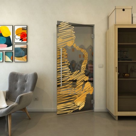 Pendeltür - Fineprint Model 106 Gold auf Grauglas