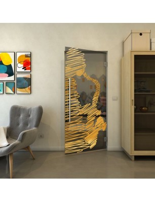 Pendeltür - Fineprint Model 106 Gold auf Grauglas
