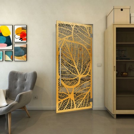 Pendeltür - Fineprint Model 107 Gold auf Grauglas