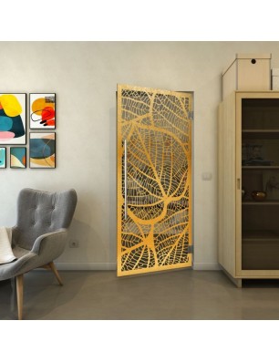 Pendeltür - Fineprint Model 107 Gold auf Grauglas