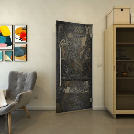 Pendeltür - Fineprint Model 108 Schwarz auf Grauglas