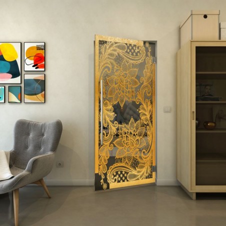 Pendeltür - Fineprint Model 108 Gold auf Grauglas