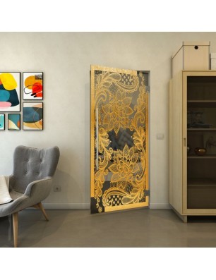 Pendeltür - Fineprint Model 108 Gold auf Grauglas