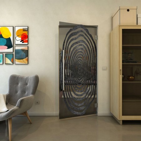 Pendeltür - Fineprint Model 109 Schwarz auf Grauglas