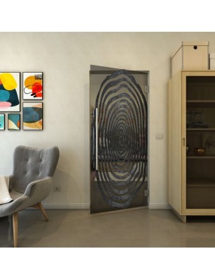 Pendeltür - Fineprint Model 109 Schwarz auf Grauglas