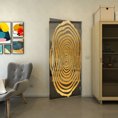 Pendeltür - Fineprint Model 109 Gold auf Grauglas