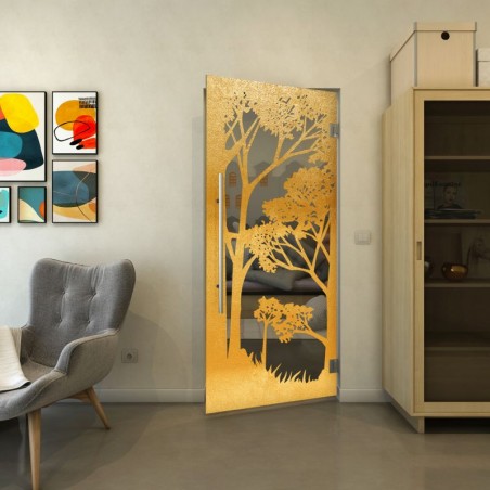 Pendeltür - Fineprint Model 110 Gold auf Grauglas
