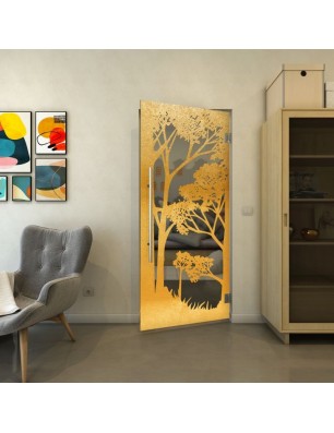 Pendeltür - Fineprint Model 110 Gold auf Grauglas