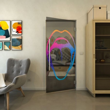 Pendeltür - Fineprint Model 111 Verlauf auf Grauglas