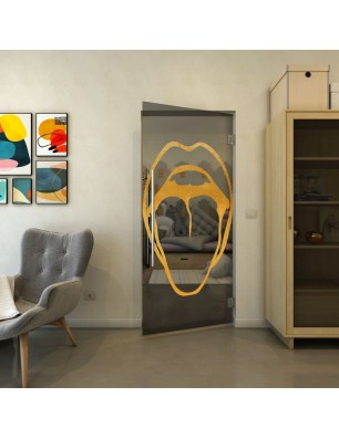 Pendeltür - Fineprint Model 111 Gold auf Grauglas