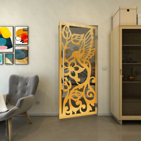 Pendeltür - Fineprint Model 112 Gold auf Grauglas