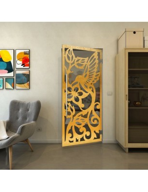 Pendeltür - Fineprint Model 112 Gold auf Grauglas