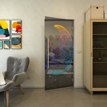 Pendeltür - Fineprint Model 113 Verlauf auf Grauglas