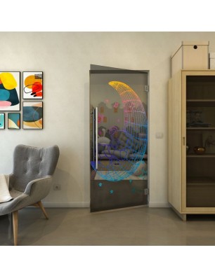 Pendeltür - Fineprint Model 113 Verlauf auf Grauglas