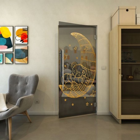 Pendeltür - Fineprint Model 113 Gold auf Grauglas