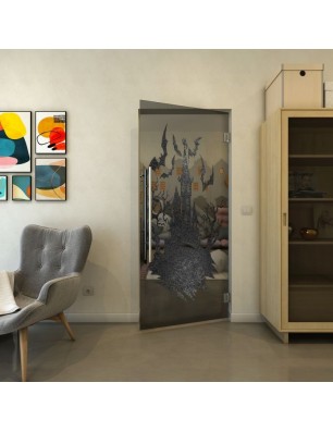 Pendeltür - Fineprint Model 114 Schwarz auf Grauglas