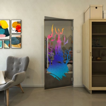 Pendeltür - Fineprint Model 114 Verlauf auf Grauglas