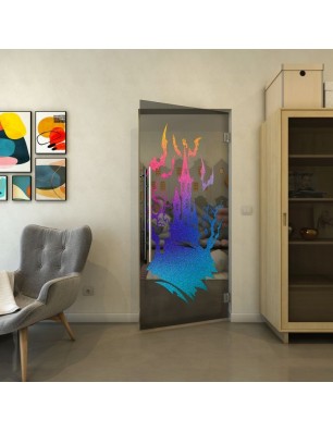 Pendeltür - Fineprint Model 114 Verlauf auf Grauglas