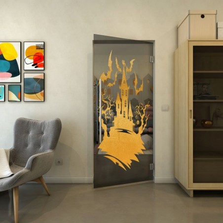 Pendeltür - Fineprint Model 114 Gold auf Grauglas