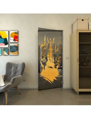 Pendeltür - Fineprint Model 114 Gold auf Grauglas