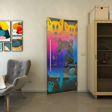 Pendeltür - Fineprint Model 115 Verlauf auf Grauglas