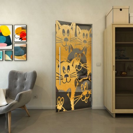 Pendeltür - Fineprint Model 115 Gold auf Grauglas