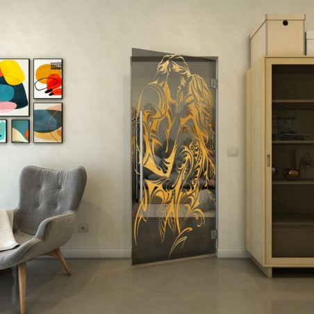 Pendeltür - Fineprint Model 116 Gold auf Grauglas