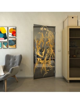 Pendeltür - Fineprint Model 116 Gold auf Grauglas