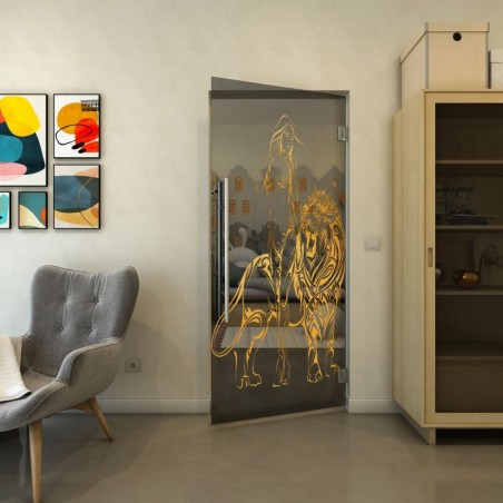 Pendeltür - Fineprint Model 117 Gold auf Grauglas