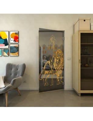 Pendeltür - Fineprint Model 117 Gold auf Grauglas