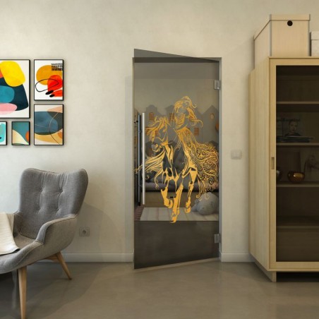 Pendeltür - Fineprint Model 118 Gold auf Grauglas