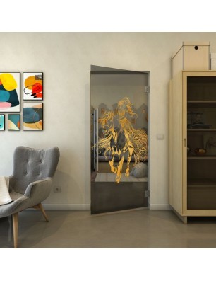 Pendeltür - Fineprint Model 118 Gold auf Grauglas