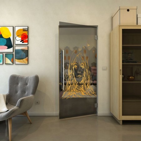 Pendeltür - Fineprint Model 119 Gold auf Grauglas