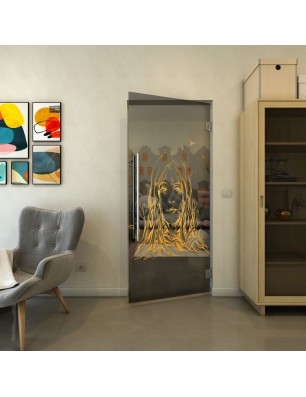 Pendeltür - Fineprint Model 119 Gold auf Grauglas