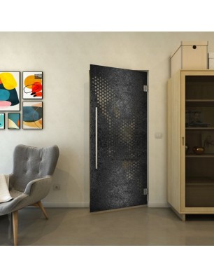 Pendeltür - Fineprint Model 120 Schwarz auf Grauglas