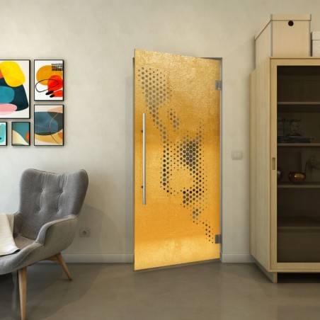 Pendeltür - Fineprint Model 120 Gold auf Grauglas
