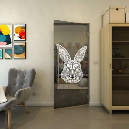 Pendeltür - Fineprint Model 121 Weiss auf Grauglas