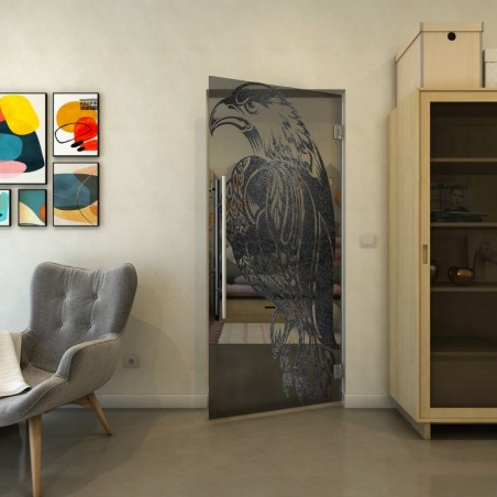 Pendeltür - Fineprint Model 122 Schwarz auf Grauglas