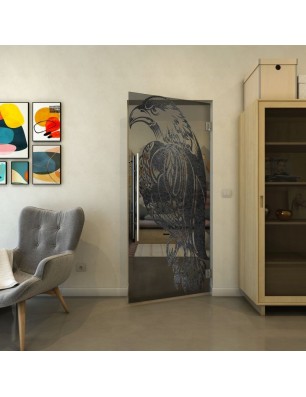 Pendeltür - Fineprint Model 122 Schwarz auf Grauglas