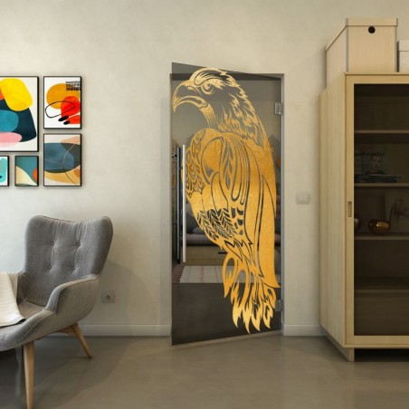 Pendeltür - Fineprint Model 122 Gold auf Grauglas